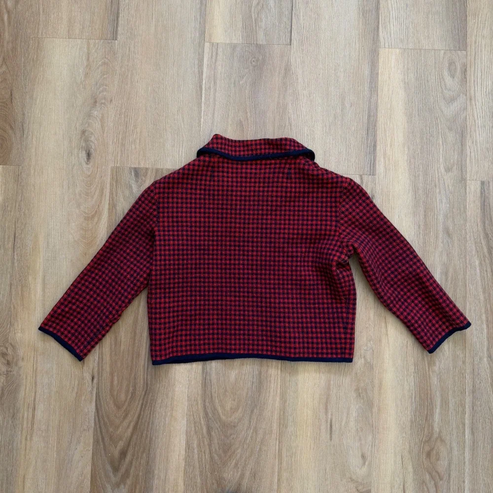 Vtg Marchesa di Gresy I Magnin 100% Wool Gingham Cropped Jacket military